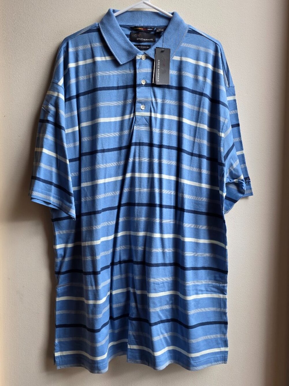 NWT Greg Norman Collection Blue Striped Golf Polo Shirt Big & Tall Size XXL